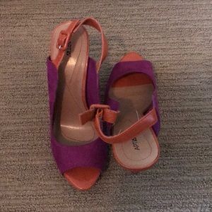 Purple and orange pumps